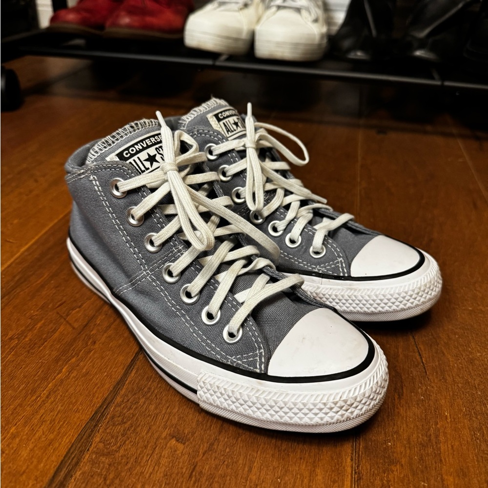 Converse Womens Gray/Blue Mid-Top Sneakers | Size 6 | EUC